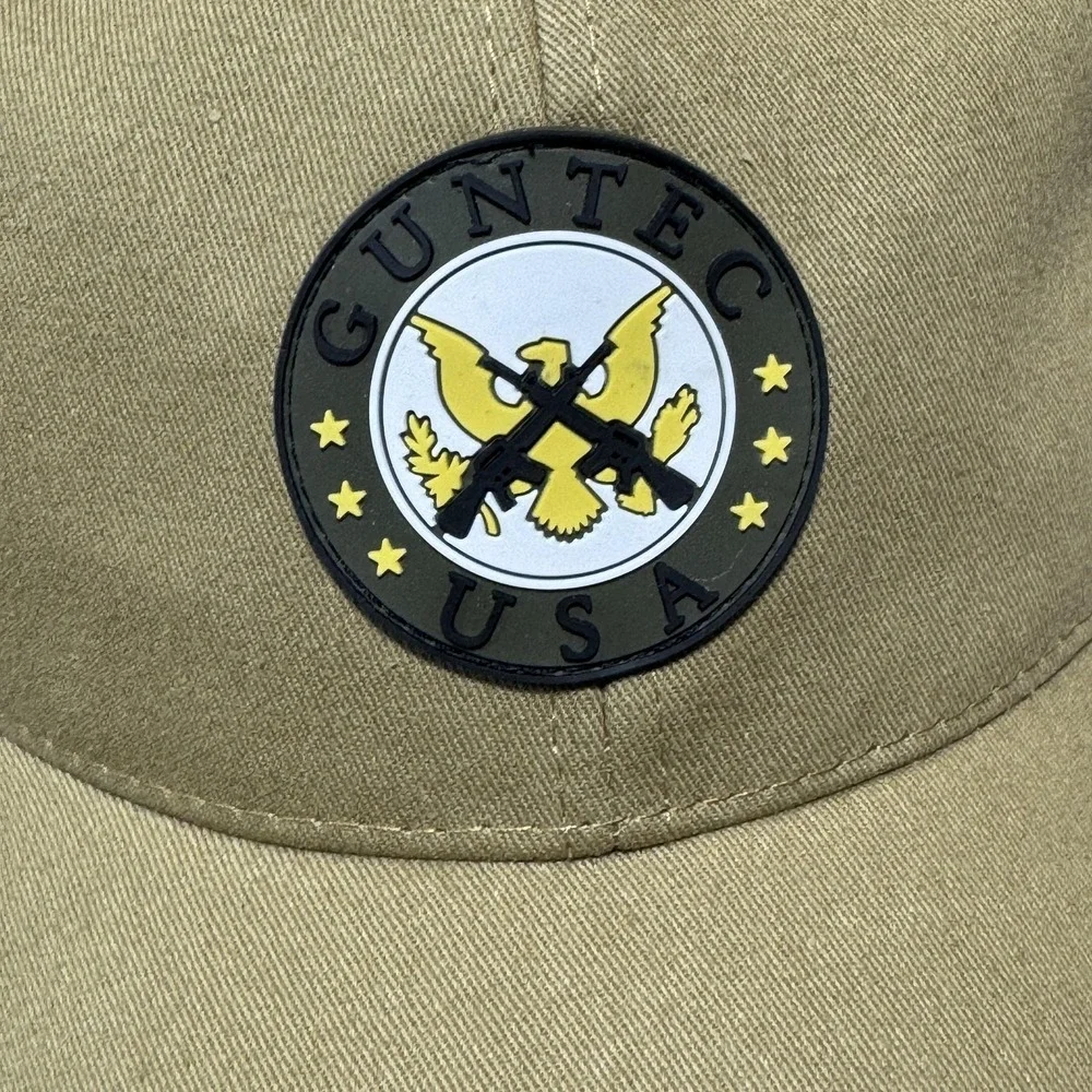 Guntec USA Hat Cap‎ Strap Back Mens Khaki Black Patch Embroidered Advertising